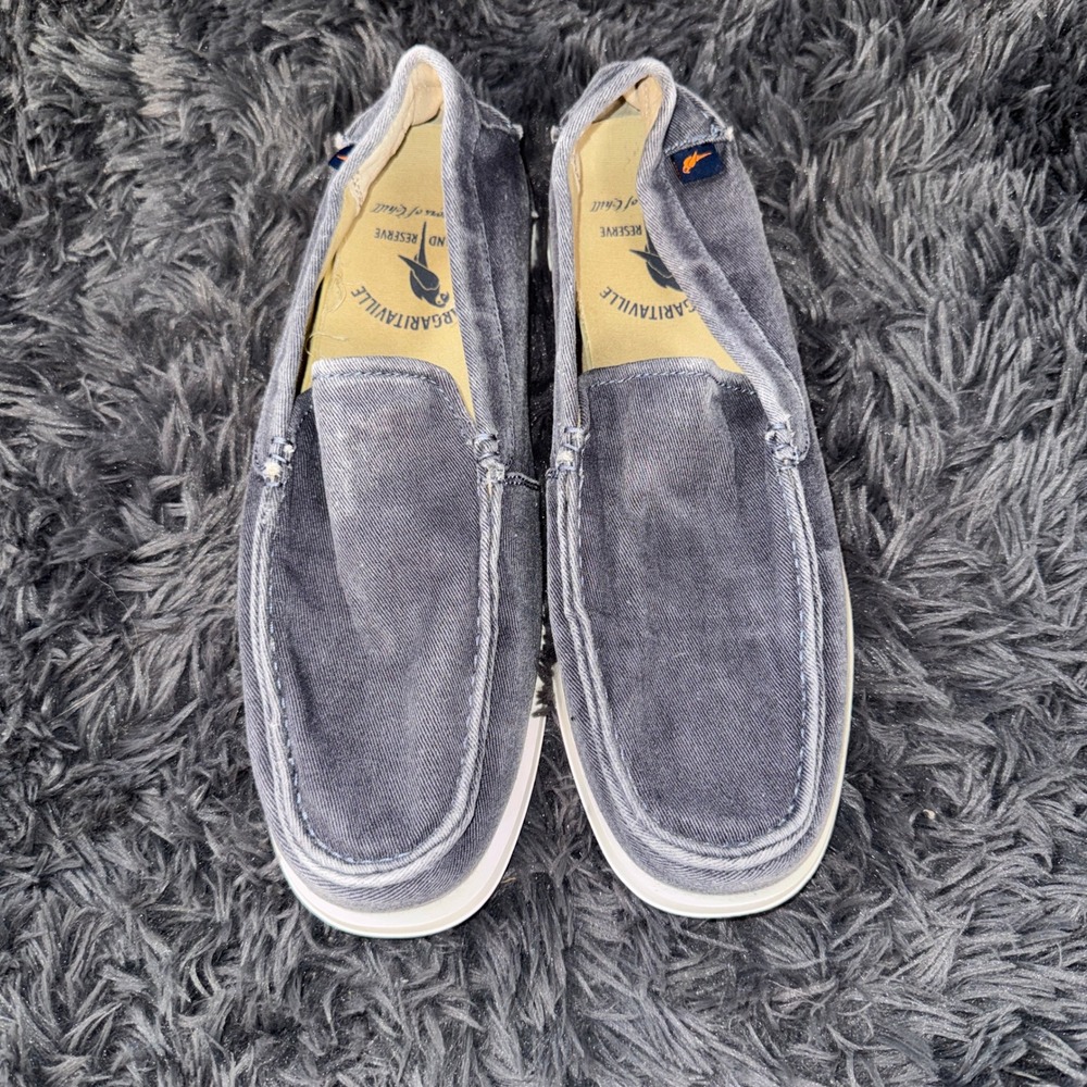Margaritaville Mens Latitude Slip On Loafers 10.5 Gray Textile Moc Toe Shoes
